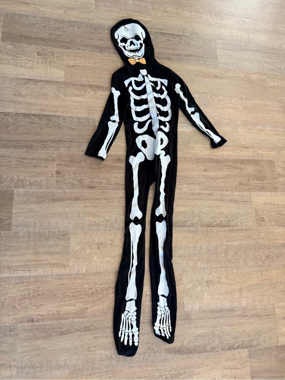 Black & White Skeleton Kids Costume Hooded Jumpsuit